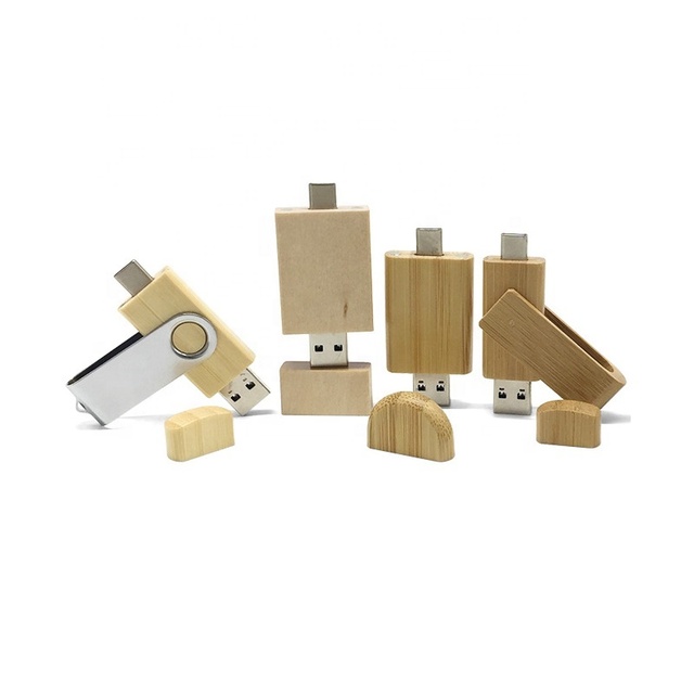 Wholesale Wooden OTG Usb Flash Memory USB+Type C 8GB 16GB 32GB 64GB 128gb 256GB USB2.0 USB3.0 1TB Flash Usb Drive Twister Wood