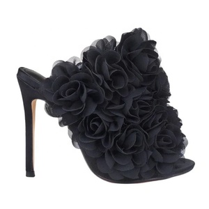 Summer Women Full Flower High Heels Floral Peep Toe Stiletto Sandals Custom Colors Dress on Mules Shoes - Product Image 6