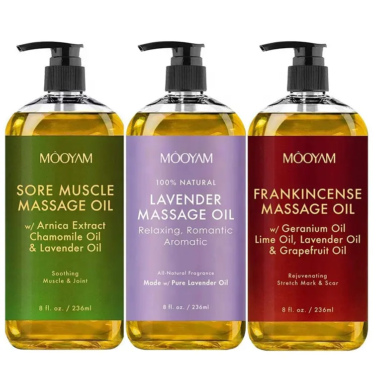 Wholesale private label pure natural organic lavender relaxing anti cellulite body skin massage body oil