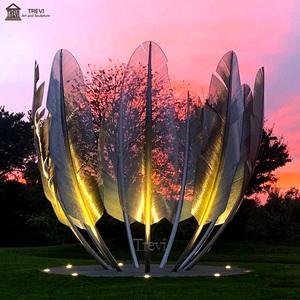 Magnifique conception de feuille d'artisanat en fil d'acier inoxydable grande sculpture de paysage - Product Image 4