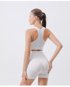 Knit Elastic High Waist Women's Short Yoga Sets <b>Summer</b> Gym Jogging Yoga Sport Sets for Women - Product Image 5