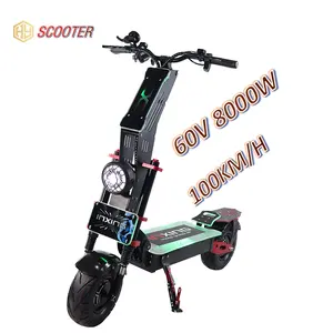 Çin sıcak satış HUAYUE 8000w 60V 13 inç çift motorlu elektrikli scooter yetişkinler için