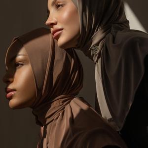 Pañuelo de Jersey Prémium Marca Merrachi, Hiyab Instantáneo, Gorro <span class=keywords><strong>Ninja</strong></span> con Banda y Botón, Hiyab con Botón Frontal, Hiyab Aslila - Product Image 2