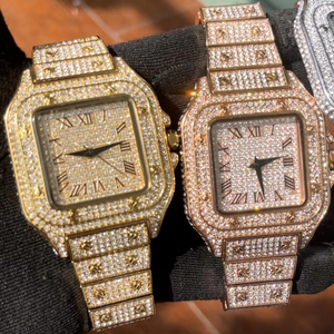 Relojes Populares con Incrustaciones de Diamantes de Imitación, Reloj de Cuarzo para Hombre, Reloj con Circonita Cúbica y Moissanita - Product Image 1