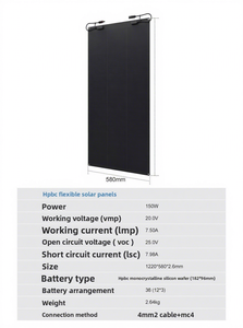 Panneau <span class=keywords><strong>solaire</strong></span> flexible 150W BC à contact arrière, module PV haute efficacité 26% ETFE léger <span class=keywords><strong>pour</strong></span> système d'énergie <span class=keywords><strong>solaire</strong></span> RV et marine - Product Image 3