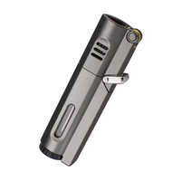Briquet gonflable personnalisé à trois feux avec meule à flamme directe Briquet à jet de butane à l'épreuve du vent Torche à gaz rechargeable