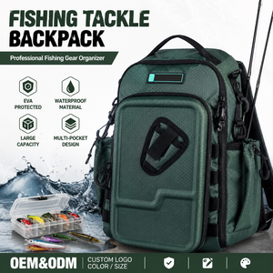 Sac à dos de pêche grande capacité pour l'extérieur, système de sac de pêche à leurres protégé par EVA, organisateur d'équipement de pêche à la carpe étanche - Product Image 1