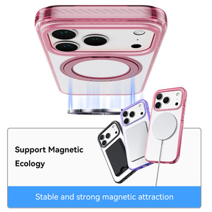 B547 360 °   Support magnétique rotatif, coque de protection transparente antichoc en TPU+PC pour iPhone 18 Pro Max - Product Image 3