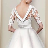 Robe de mariée vintage européenne américaine à manches mi-longues pour femmes Nouvelle robe de soirée élégante en dentelle blanche simple Fourniture transfrontalière