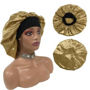 Gorro sedoso de satén con estampado de belleza de gran tamaño para mujer, gorro de noche para dormir, gorro para la cabeza, gorro para cabello rizado y elástico - Product Image 6