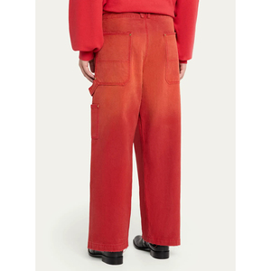 <span class=keywords><strong>Pantaloni</strong></span> da Lavoro da Uomo in Tela di Cotone Stile Falegname con Doppia Ginocchiera, Orlo Effetto Whisker, Lavaggio Rosso, Vita con Coulisse, Resistenti - Product Image 2