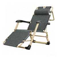 Lit et chaise de lit pliants en métal pour adultes, portables et légers, bon marché, de haute qualité pour l'extérieur avec bras