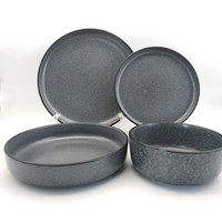 Service de vaisselle en grès – Assiettes et bols en céramique à glaçure réactive, résistants aux rayures