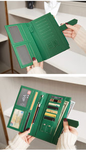 Ví nhà sản xuất lớn chất béo RFID chặn PU da tổ chức sổ Séc Ví biểu tượng tùy chỉnh người phụ nữ buổi tối ví - Product Image 4