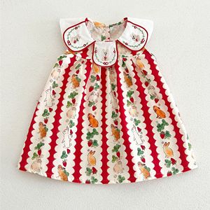 Abito Estivo 2026 per Bambine e Neonate, <span class=keywords><strong>Vestito</strong></span> Principessa con Volant e Ricamo a <span class=keywords><strong>Coniglio</strong></span>, Senza Maniche - Product Image 2