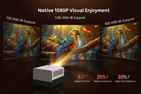 Projecteur LCD intelligent Android 4K avec haut-parleurs 10W, mise au point automatique, 1200 lumens, haute luminosité, pour cinéma maison