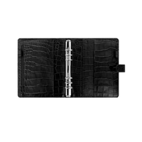 Protège-cahier A5 de luxe en similicuir croco, sur mesure, à 6 anneaux, avec spirale, ligné/ quadrillé, 80 feuilles, pour une écriture facile
