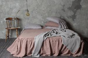 Funda de cama de lino, falda de cama de granja con volantes, ropa de cama king con volantes de lino suave lavada con Rosa de madera, ropa de cama queen desgastada - Product Image 4