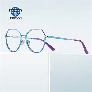 Teenyoun Eyewear Skyway नीले प्रकाश अवरुद्ध कंप्यूटर चश्मा अनियमित बहुभुज धातु विरोधी फ्रेम ऑप्टिकल लेंस के लिए