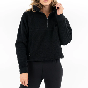 Nanchang World Custom logo <strong>Women's</strong> Fuzzy Fleece Hoodies Sweatshirt <strong>Snuggle</strong> <strong>Hoodie</strong> Blanket OEM Warm 1/4 Zip <strong>Women</strong> Casual Jackets - Product Image 2