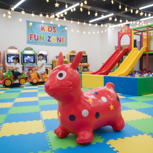 Máquina de Juego Inflable de Conejo Rojo de Plástico FEZA con Estrellas y Puntos para Niños, Personalizable en Inglés - Product Image 3