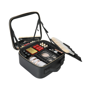 Bolsa de maquillaje Niceland, estuche cosmético con cremallera de gran capacidad y asa suave, color sólido, para almacenamiento en el hogar - Product Image 5