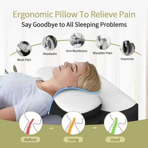 Oreiller cervical ergonomique en mousse à mémoire de forme pour un sommeil sain, personnalisable, forme papillon, soulagement de la douleur, sommeil profond - Product Image 2