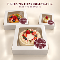 Boîte à gâteau portable en carton recyclé écologique, personnalisable, avec fenêtre de présentation et marquage à chaud, pour boulangerie et vente au détail (vente en gros)