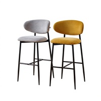 Tabouret de bar moderne en tissu rembourré, structure métallique stable, dossier haut, chaise de comptoir avec repose-pieds pour cuisine, café