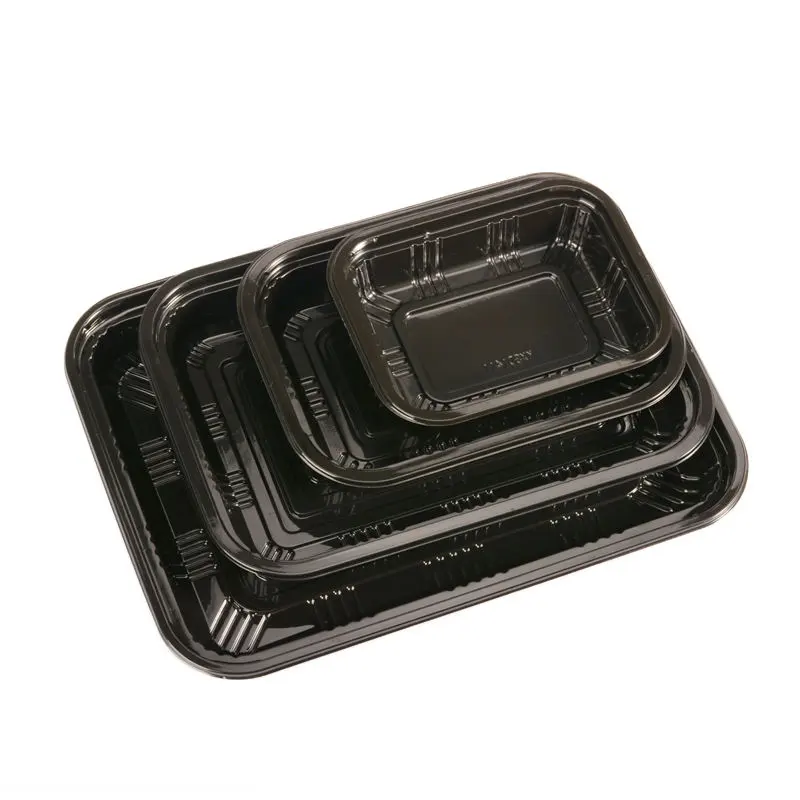 Disposable PP Lunch Container Fresh Food Tray Takeout Frozen Packaging Box With Sealing Film In Supermarket