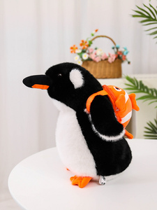 Adorable pingüino juguete de peluche Super suave PP algodón relleno pescado mochila malla oso mimoso alivio del estrés para San Valentín - Product Image 6