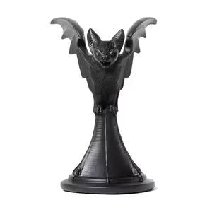 Cross border New Halloween Gothic Home Decoração Artesanato Resina Morcego Ornamentos Gato Preto Castiçal