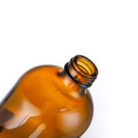 Luxe 1OZ 2OZ 4OZ 8OZ 16OZ Ambre Vide Boston Bouteille D'huile Essentielle Ronde Verre Cheveux Huile Flacons Compte-gouttes