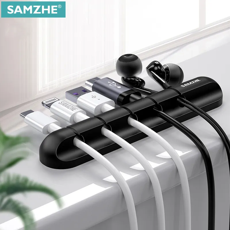 ملفاف كابل SAMZHE 5 مقاطع منظم USB حامل كابل مكتب للماوس سماعة رأس شاحن سماعة في المكتب في المنزل