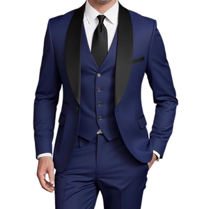Completo da <span class=keywords><strong>Uomo</strong></span> Tre Pezzi con Colletto <span class=keywords><strong>Blu</strong></span> a Motivo Frutta, Nuovo <span class=keywords><strong>Abito</strong></span> da Sposo per <span class=keywords><strong>Uomo</strong></span>, <span class=keywords><strong>Abito</strong></span> <span class=keywords><strong>Slim</strong></span>-<span class=keywords><strong>fit</strong></span> Stile Coreano per Testimoni di Nozze - Product Image 6