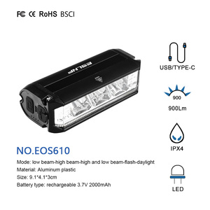 Chất Lượng Cao Xe Đạp LED Ánh Sáng 900 Lumen 2000MAh Pin USB Có Thể Sạc Lại Không Thấm Nước Xe Đạp Phía Trước Ánh Sáng Đèn Pin - Product Image 2