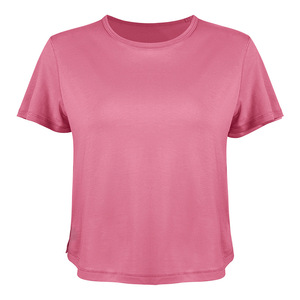 Camiseta corta personalizada en blanco, camiseta de manga corta, Camiseta corta transpirable, Camiseta deportiva de Yoga, Camiseta corta con cuello redondo para mujer - Product Image 4