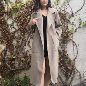 Otoño Invierno moda mujer abrigo de Cachemira de doble cara Estilo Europeo Americano de longitud media suelta con cordones diseño largo de lana - Product Image 3