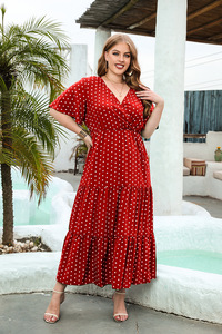 Vestido Largo de Verano A329 Elegante para Mujer, Talla Grande, Manga Corta, Estampado Digital, Corte en A, Informal y Elegante, Holgado - Product Image 4