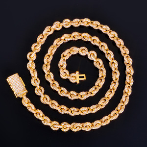 Manufacture OEM ODM 8mm Interlocking <b>Chain</b> Fine Jewelry <b>Copper</b> Moissanite Link <b>Chain</b> Necklace Men Hop Necklace - Product Image 1