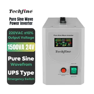Techfine 1500W Zuivere Sinus Omvormer Dc 12V/24V Met Lader Controller 1200W Circuit