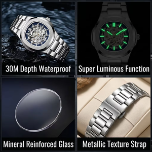 Reloj Mecánico de Doble Esqueleto Bicolor VVS-BW para Hombre, Manecillas Luminosas, Reloj de Lujo Resistente al Agua - Product Image 4