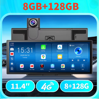 Caméra embarquée Android 14.0 4G de 11,4 pouces, 8G+128G, ADAS, WiFi 5G, DVR de voiture, GPS, BT, FM, Moniteur de stationnement 24H, Enregistreur vidéo de rétroviseur