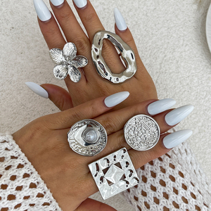 Phóng Đại Hình Học Không Thường Xuyên Vòng Kim Loại Có Thể Điều Chỉnh Lớn Nhẫn Cho Phụ Nữ Thanh Lịch Phụ Nữ Stackable Hoa Nhẫn Đồ Trang Sức Thời Trang - Product Image 2