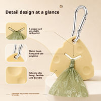 Sac de rangement en silicone en forme de fromage BPlus pour sacs à déjections canines, boîte de rangement idéale pour les promenades en extérieur et les accessoires pour animaux de compagnie