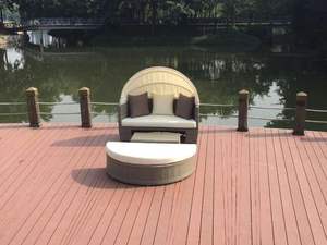 <span class=keywords><strong>Lit</strong></span> de soleil double en rotin/osier avec <span class=keywords><strong>baldaquin</strong></span> Meubles de <span class=keywords><strong>lit</strong></span> de jour pour piscine extérieure Lits de détente - Product Image 3