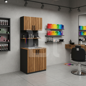 Meubles de rangement modernes en bois pour coloration capillaire pour salons, chaise de bar pour barbiers et salons de beauté - Product Image 2