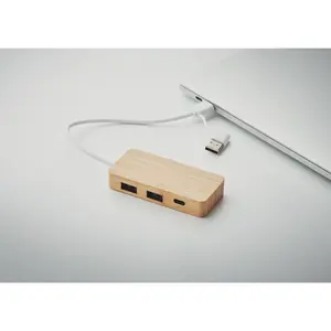 <b>USB</b> <b>Hub</b> HUBBAM bamboo 3 ports ecological gadgets - Product Image 2