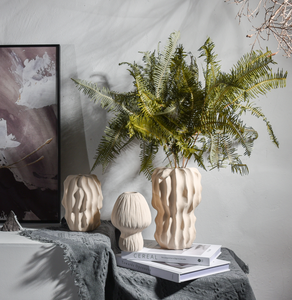 แจกันเซรามิกสไตล์ Wabi-Sabi ตกแต่งอย่างนิ่มสไตล์ครีมเครื่องประดับบ้านโมเดลดอกไม้แห้งจัดดอกไม้ตกแต่งบ้าน - Product Image 3