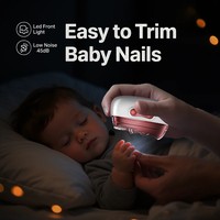 Pemotong Kuku Elektrik Jumon 4-in-1 dengan Pisau Lengkung, Lampu LED, Penggiling, Pemoles, Pemangkas Kuku Jari, Pemotong Manikur, Plastik